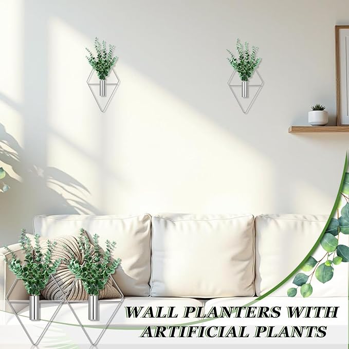 Canlierr 4 Pcs Wall Decor Hanging Planters, Eucalyptus, Silver - Image 5