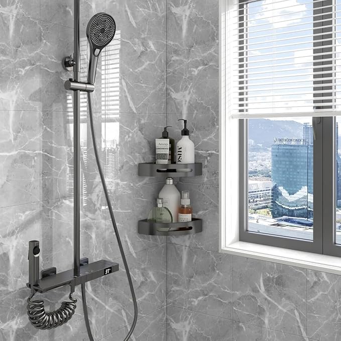 Chejiaye Shower Wall Panels Peel and Stick,Marble Wall Panels for Interior Decor,Backsplash Tile for Kitchen Showers Bathrooms Living Rooms 11.8"x11.8"in 10Pcs, Grey (Not Real Tile,9.7 Sq.ft) - Image 2