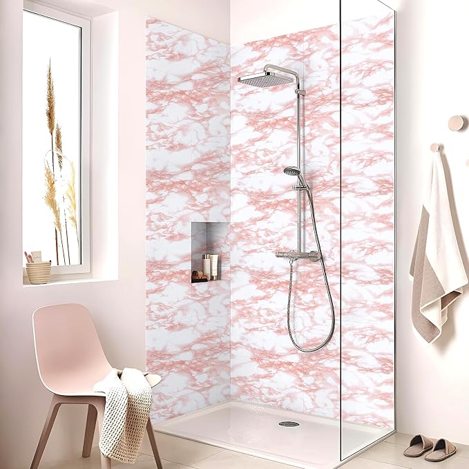 Marble Contact Paper Pink Peel and Stick Wallpaper for Kitchen Countertop | 17.7 in x 393.7 in Marble Granite Self-Adhesive Wallpaper Cabinets Drawer Shelf Wall Crafts Wall Paper Decorations - Image 6
