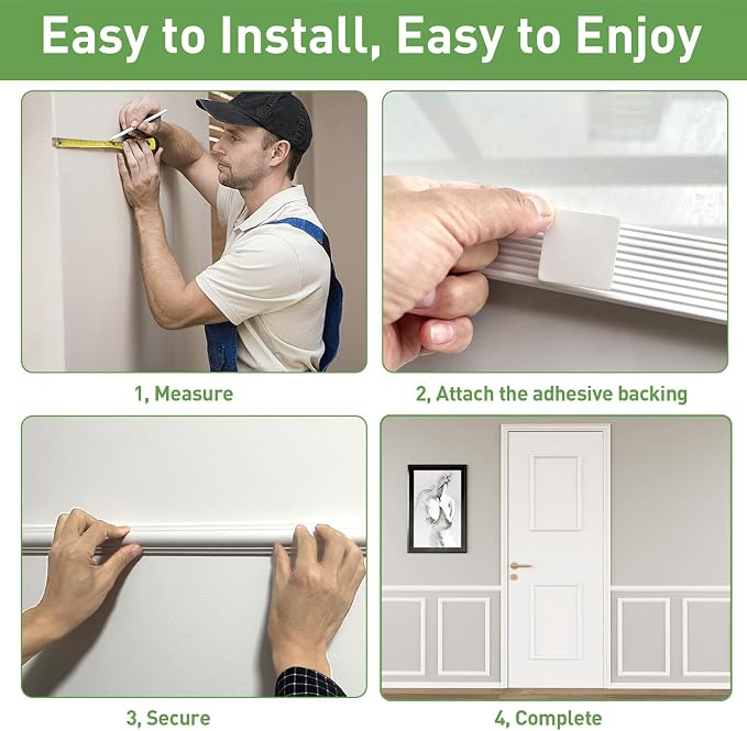 Pre Cut Wall Molding Kit, 2 Set 16" x 24", Ready-to-Assemble, Paintable | Peel And Stick Wainscoting Panels, Waterproof, Lightweight Wall Moulding Panel for Interior Walls Door Island Picture Frame - Image 8