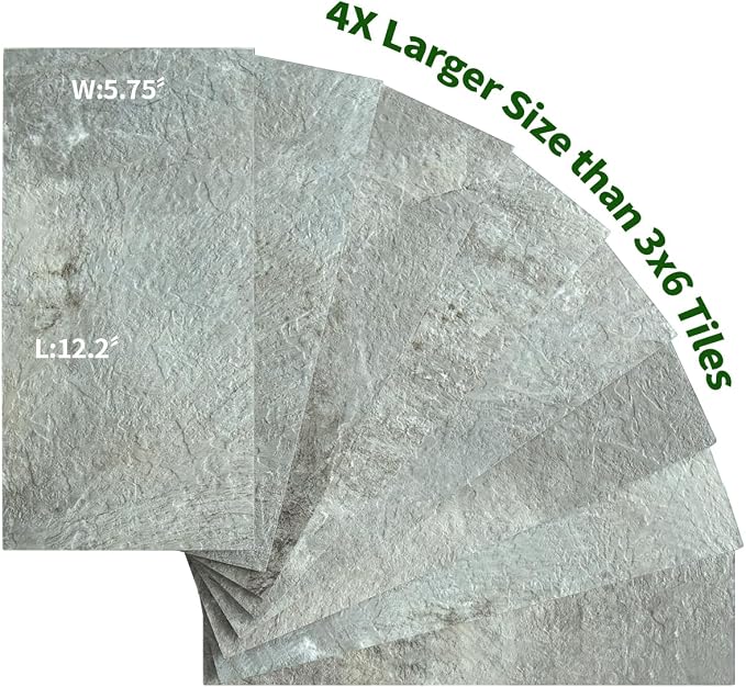 AULIGET 20-Piece Mountain Rock Peel and Stick Backsplash Wall Tiles, 6" x 12" PVC Faux Stone Stick on Tiles for Backsplash Kitchen, Bathroom, Laundry Room, Camper, Fireplace - Image 2