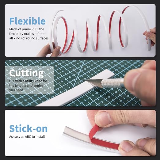 Art3d 10 Ft Peel and Stick Flexible Vinyl Molding Trim for Wall Tile Edges, Kitchen backsplash, Mirrior Frame in White (Pack of 2) - Image 4