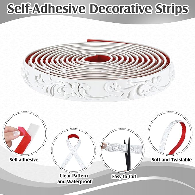White Peel and Stick Crown Molding Trim, 13.1 ft X 1" - Image 4