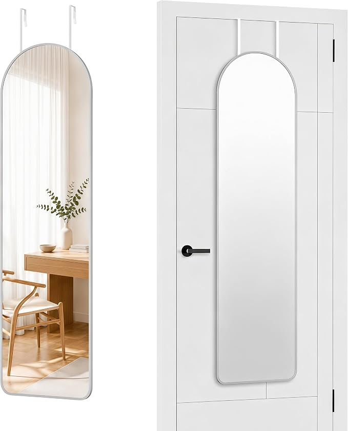 SCWF-GZ 47x14 Full Length Mirror Over the Door Hang or Wall Mounted Silver by SCWF-GZ