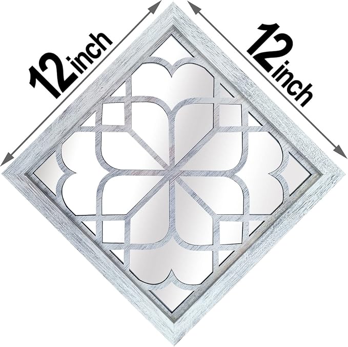 Wocred 2 PCS Square Wall Mirror,Gorgeous Rustic Farmhouse Accent,Rustic White Color Entry for Bathroom Renovation,Bedrooms,Living Rooms and More(12”x12”) - Image 7