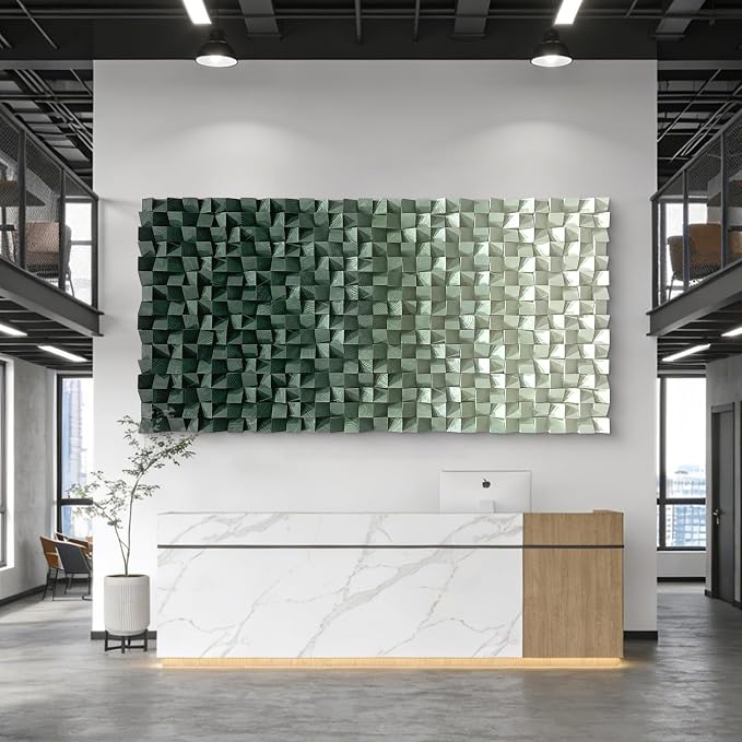 LIUZEYUE Green Textured Wood Wall Art, Evergreen Ombre Relief, Wooden Decor | green textured wall art; evergreen and soft sage, deep carved texture; entryway compact focal wall; 23.6 x 47.2 in - Image 8