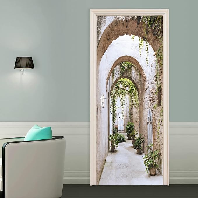 artfanke 3D Peel and Stick Door Sticker 30.3"x78.7", Arched Pathway Door Murals Wallpaper,Self-Adhesive Wall Decal for Bedroom Decor (2 Sheets/Set) - Image 3