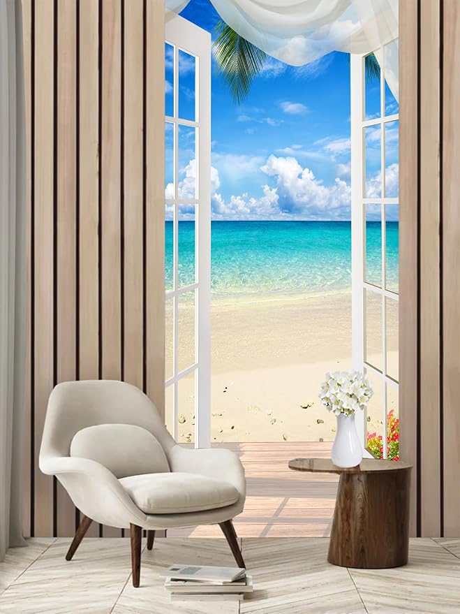 artfanke 3D Door Sticker Peel and Stick 33.5"x84.6"- Self-Adhesive Door Murals Poster Wallpaper - Seascape Wall Decals for Home Decor (2 Sheets/Set) by artfanke