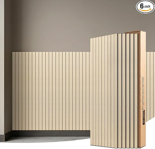 WOWSTAR 6-Pack Peel and Stick PVC Wood Slat Wall Panel，Thickened Wood Grain Wallpaper, 3D Wall Panels, 48" x15.74", Teak by WOWSTAR