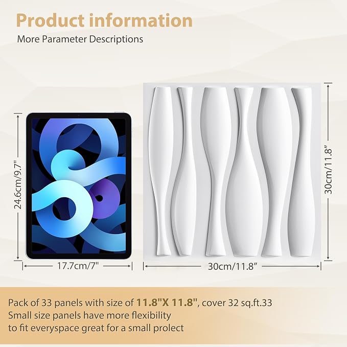 Heikki 30 Pack 3D Wall Panel for Interior Wall Décor, PVC Flower Textured Wall Panels for Living Room Bedroom Hotel Office, 11.8"x11.8", Double-Sided Tape (White-SP) - Image 4