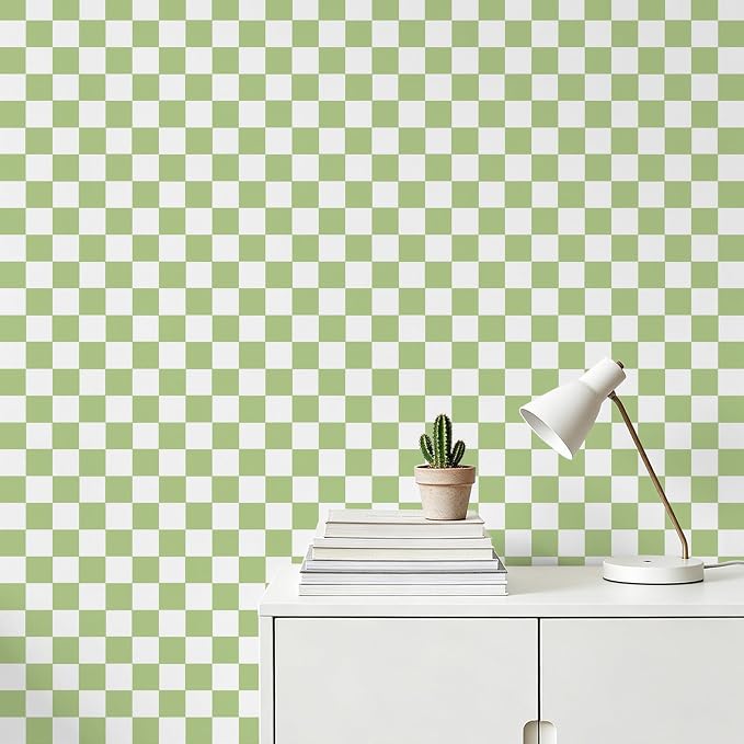 Green and White Contact Paper Mosaic Checkered Peel and Stick Wallpaper 17.3"x200" Self Adhesive Waterproof Vinyl Roll for Bathroom Kitchen Backsplash Cabinets Shelf Liners Drawers - Image 6