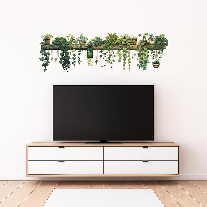Green Plant Wall Stickers Vinyl Wall Decals Removable Wall Clings Peel and Stick Wall Mural for Bedroom Living Room Office (Medium) - Image 3