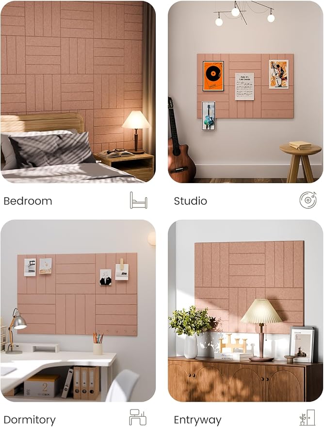 Fluxynara 36" x 24" Large Felt Bulletin Board, Terracotta | 6 Pack Cork Board Alternative with 30 Safe Adhesive Tabs, Felt Pin Boards for Wall Decor, Home, Office, Classroom, Dorm - Image 7