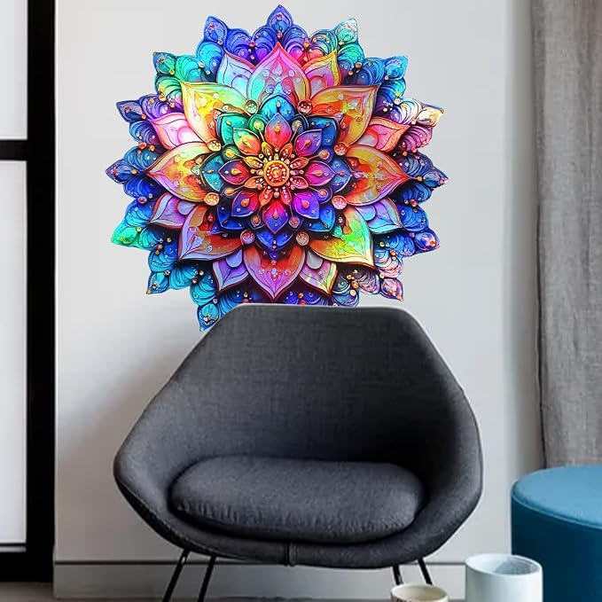 Runtoo Mandala Wall Decal Metallic Effect Peel and Stick 3D Lotus Floral Wall Stickers for Living Room Bedroom Yoga Headboard Decor - Image 3