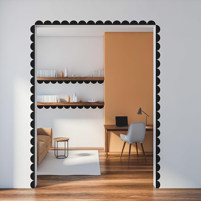 Black Semi-Circle Wall Decals, Scandinavian Geometric Wall Décor | Stunning painted look for modern boho accent wall minutes. Peel and stick matte vinyl stickers for home, office, dorm. - Image 5