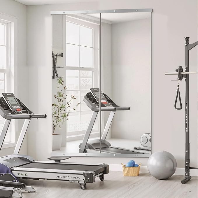 Home Gym Mirror for Wall, 70x24x2PCS Frameless Full Length Mirror, Silver - Image 2