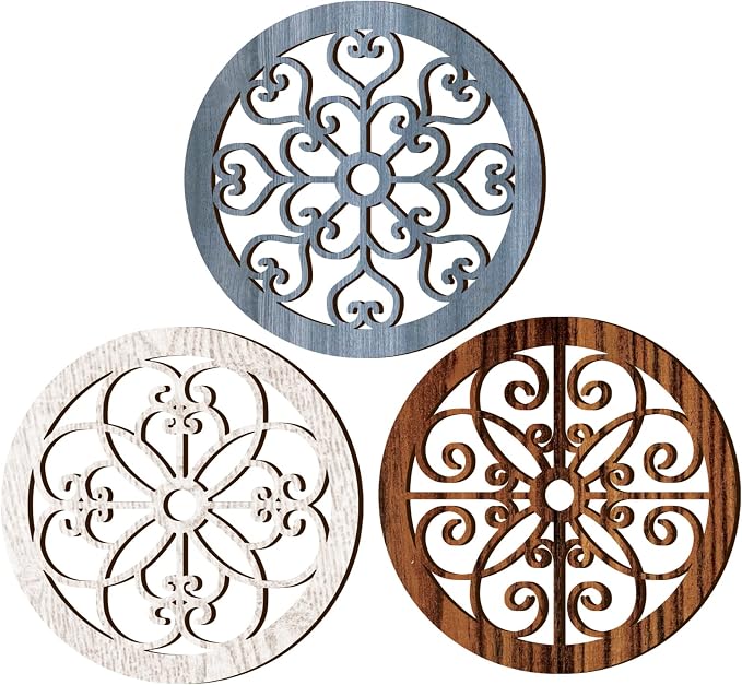 Blulu 3 Pieces Thicken Rustic Wall Decor Farmhouse Wall Art Decor Wood Hanging Decoration for Living Room Bedroom Home Indoor Outdoor Office(Vintage Style) by Blulu