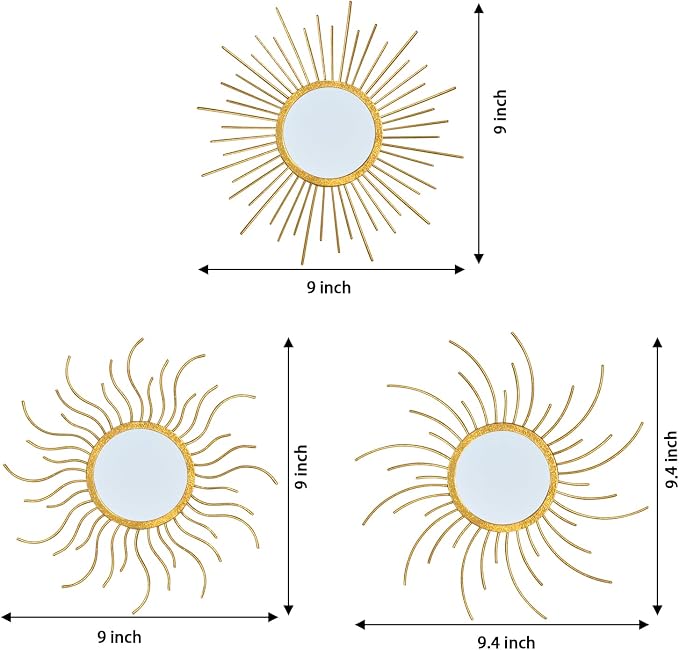 Mirror Decor Sunburst Mirrors Metal Sun Mirror Wall Decor Wall Mirror Home Decorative Wall Art for Living Room Bedroom Entryway - Image 6