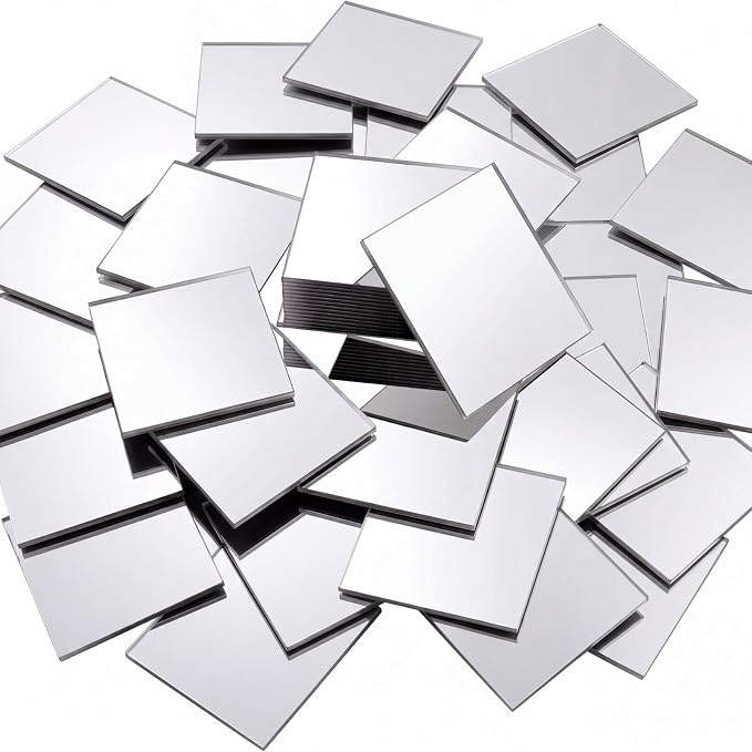 Jetec 50 Pcs Small Acrylic Square Mirror Tiles for Crafts DIY,1 Inch by Jetec