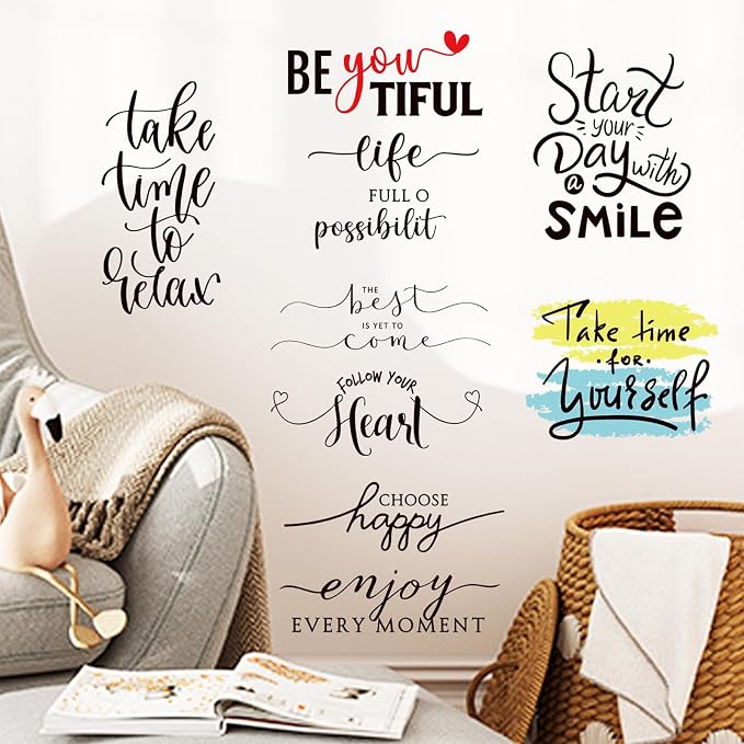 Ctosree 9 Pcs Vinyl Wall Stickers Inspirational Saying Wall Decals, Stylish | Motivational Saying Murals, Large Removable Quote Stickers, Positive Lettering Word Home Decal, for Office School Dorm - Image 3