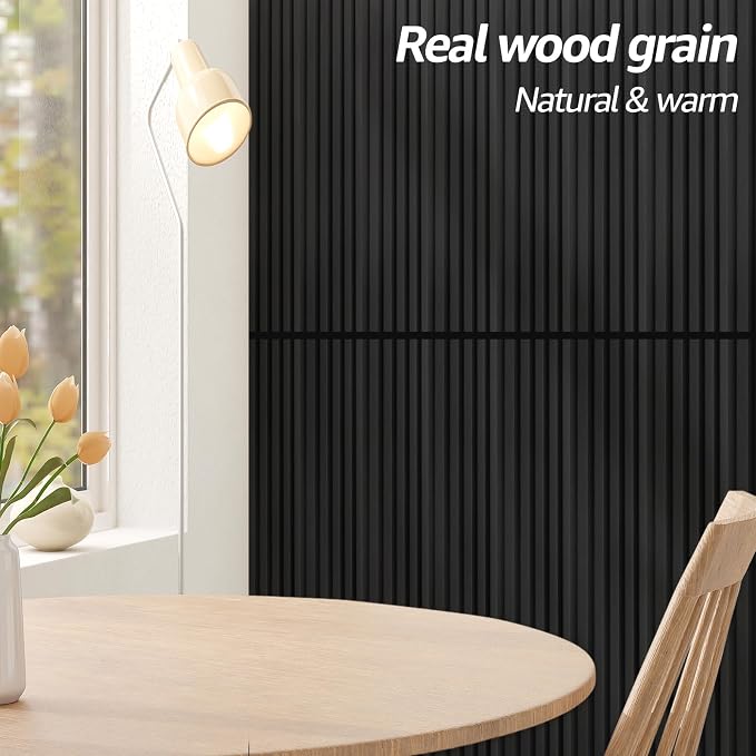Art3d WPC Wainscoting Panels, 16-Pack 48 x 6 Inch 3D Wall Accents for Interior Wall Decor, Living Room, Bedroom, Black - Image 4