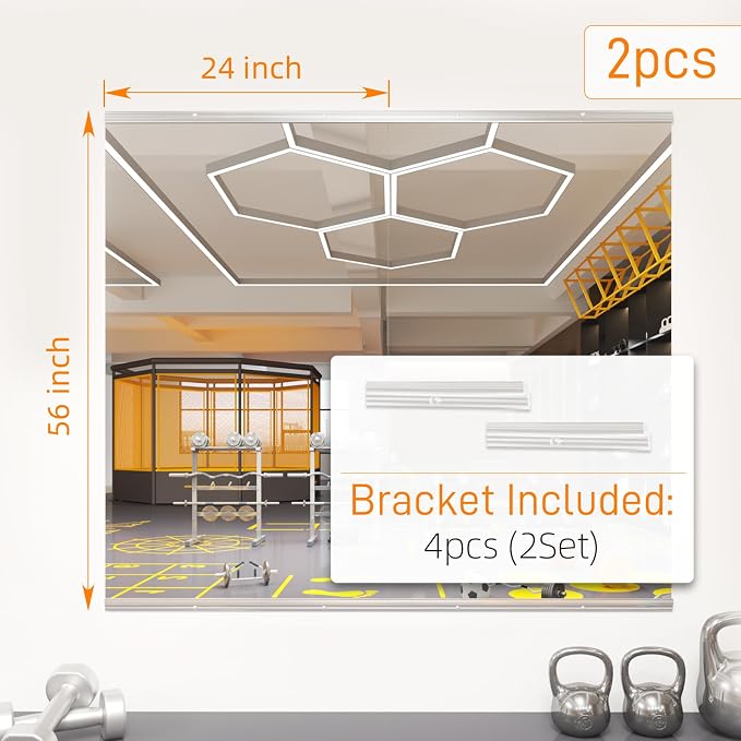 pertetey 56 x 24 in Home Gym Mirrors, Frameless, 2-Pack - Image 6