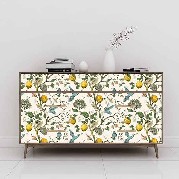 Blue Bird Self Adhesive Wallpaper Fresh Lemon Tree Peel and Stick Wallpaper Removable Waterproof Prepasted Contact Paper Wall Mural 17.7in x 9.8ft (Pack of 2) - Image 2