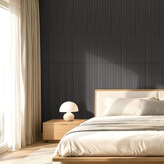 Art3dwallpanels 6-Pack Peel and Stick Wood Panels for Wall PVC, Black Wood | Self-Adhesive Slat Wall Panels, PVC Thick, 48 x 16 in, 3D Wood Grain Wallpaper, for Walls and Ceilings, Packed in Long Boxes - Image 9