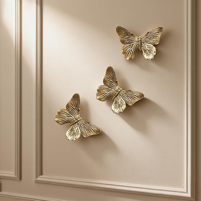 GUSFREUD 3D Butterfly Wall Decor Set – Resin Wall Decor for Living Room, Bedroom, Bathroom, Dining Room, Outdoor and Gallery Walls - Antique Copper - Set of 3 - Image 8