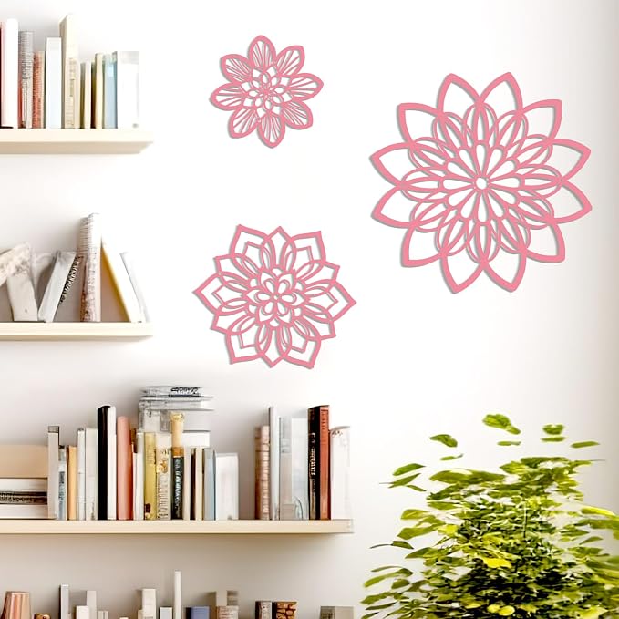Zzbakress 3 Pcs Metal Flowers Wall Art Bathroom Wall Decor (Pink Elegant) | Farmhouse Flower Bathroom Decor Wall Decorations For Bathroom, Living Room, Office, Kitchen, Hallway And Outdoor - Image 6
