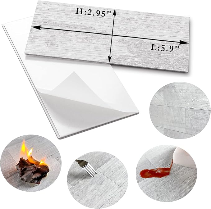 AULIGET 100 Piece Peel and Stick Backsplash PVC Tile, 3 Inch x 6 Inch White Birch Stick on Wall Tiles for Backsplash Kitchen, Bathroom, Laundry Room, Camper, Fireplace - Image 5