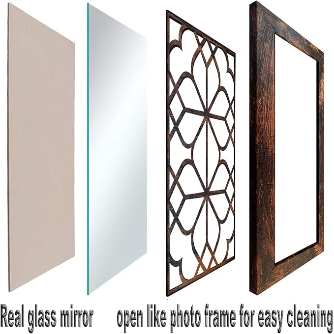 Wocred Set of 2 Rectangular Wall Mirror,Gorgeous Rustic Farmhouse Accent Mirror,Caramel Color Entry Mirror for Bathroom Renovation,Bedrooms,Living Rooms and More(11”x15”) - Image 6