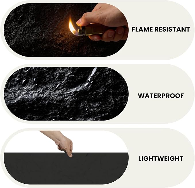 3D Faux Stone Wall Panels, 1.18" (30MM) Extra Thick PU Stone Panels for Interior Wall Decor, 4 Pack Waterproof Lightweight Cement Texture Accent Panels for Living Room, Office, 47.2" x 23.6", Black - Image 3