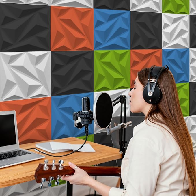 Art3dwallpanels 20 Pack Acoustic Panels, Black, 12 X 12 Inch | Soundproof Wall Panels, Acoustic Sound Dampening, 3D Sound Absorbing, for Living Room Bedroom, Retardant Formaldehyde Free - Image 7