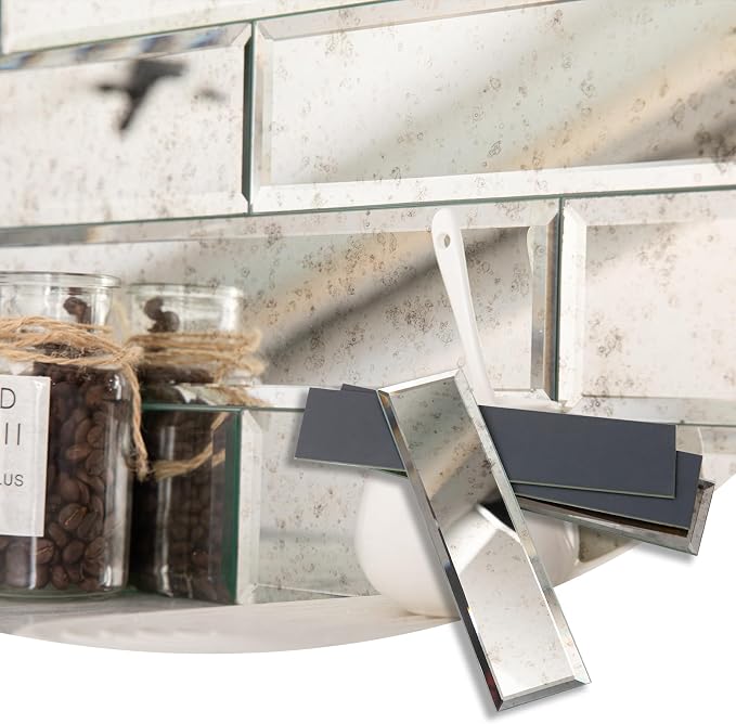 Lovdeco Light Antique Mirror Tile, Beveled Subway Mirror Backsplash 3x12 Inch for Kitchen Bathroom Wall (20 Pcs, 5 SQ.FT.) by Lovdeco