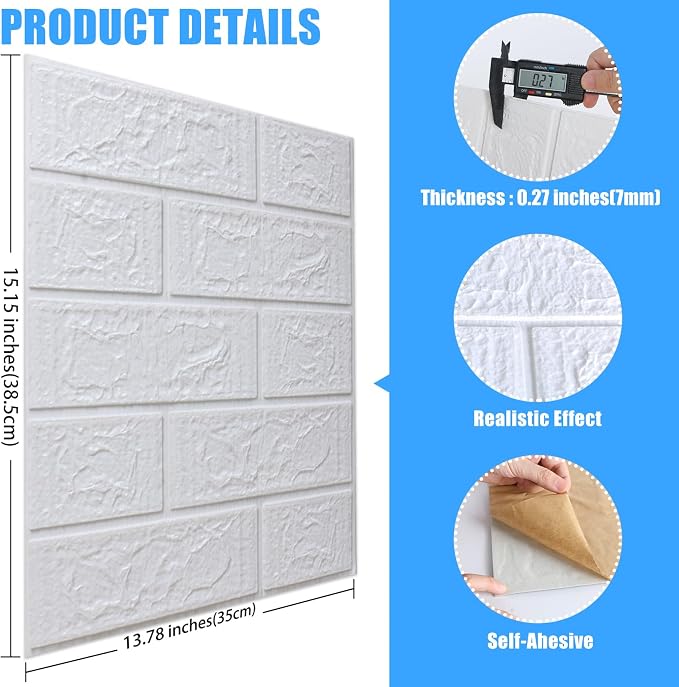Peel and Stick 3D Foam Wall Panels, Self Adhesive Wallpaper | 30Pcs Soft Flexible Kitchen Backsplash Peel and Stick (13.7 * 15.1in) Waterproof DIY Install Decorative Wall Panels - Image 3