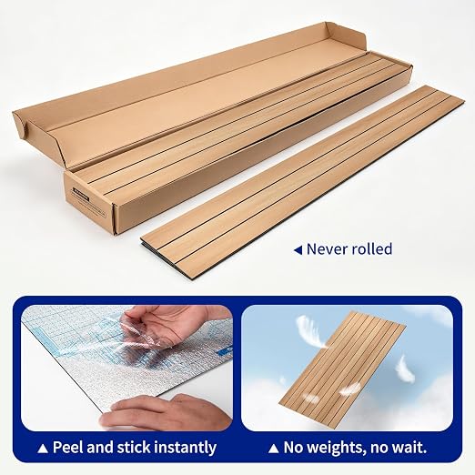 Art3dwallpanels 6-Pack Peel and Stick Wood Panels for Wall PVC, Oak | Self-Adhesive Slat Wall Panels, PVC Thick, 48 x 16 in, 3D Wood Grain Wallpaper, for Walls and Ceilings, Packed in Long Boxes - Image 2