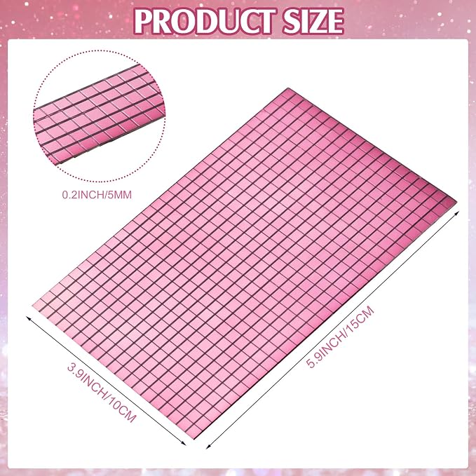 7200 Pieces Pink Disco Mirror Tile Self-Adhesive Mirrors Mosaic Tile - Image 2