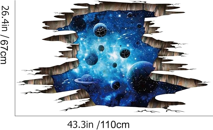 3D Space Floor Sticker,Blue Galaxy Wall Decal-Removable Mural for Kids Bedroom Living Room Milky Way Decorations - Image 4