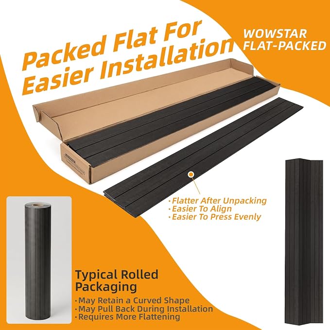 WOWSTAR 6-Pack Peel and Stick PVC Wood Slat Wall Panel，Thickened Wood Grain Wallpaper, 3D Wall Panels, 48" x15.74", Black Wood - Image 2