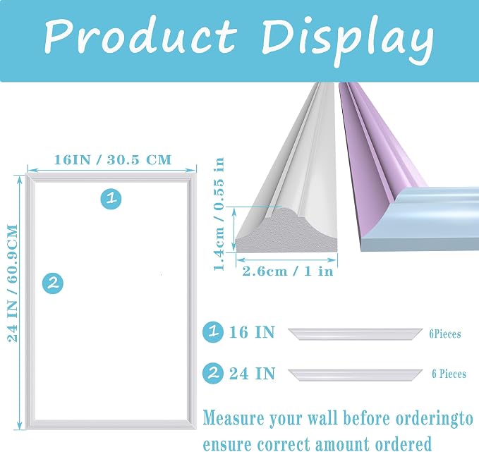 3 Set Panels Peel and Stick Premade Wainscoting Accent Wall Panels for Interior Wall Decor Easy DIY Build and Picture Frame Door Decor (16 x 24 in) - Image 2