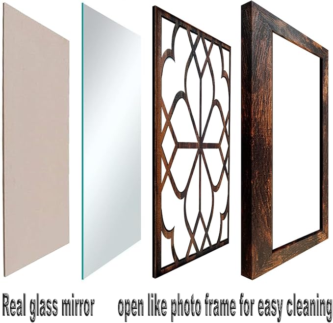 Wocred Set of 4 Mirrors Square Wall Mirror,Gorgeous Rustic Farmhouse Accent Mirror,Caramel Color Entry Mirror for Bathroom Renovation,Bedrooms,Living Rooms and More (12”x12”4pcs) - Image 2