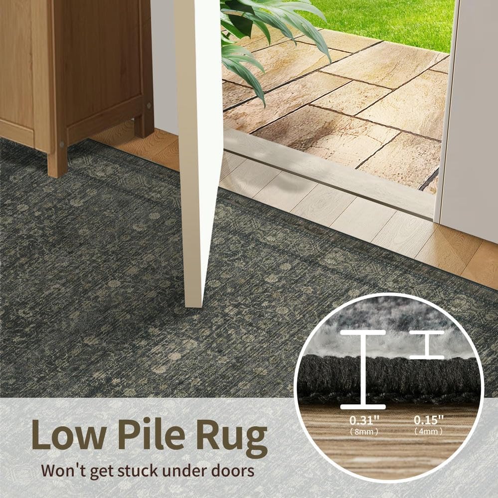 2x3 GreenWashable Entryway Rug,Small Door Mat for Bathroom Kitchen - Image 6