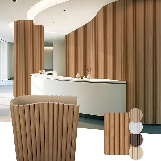 Art3d Roll-Flat Beaded Wood Slat Wall Panel, 2-Pack, 94.5 x 23.6 in, Teak | Flexible, Durable, Crack Resistant, Glue on, Easy to Install, for New Home Buyer, Future Mover to Upgrade Office, Living Room by Art3d