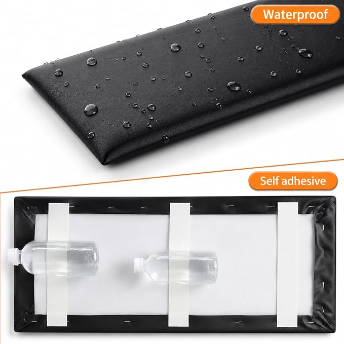 Anti Collision Wall Padding for Kids, Upholstered 3D Wall Panels | 12 Packs 7.8'' x 15.7'' Peel and Stick Headboard, Self Adhesive Wall Pads for Kids, Bedroom, Living Room, Black - Image 6