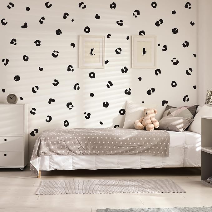 Black Cheetah Spot Wall Decals, Modern Leopard Print Wall Décor | Matte vinyl animal spots stickers. Create a safari jungle accent wall. Peel and stick for kid, nursery, bedroom, living room. - Image 5
