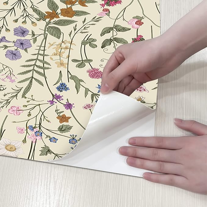 JiffDiff Floral Wallpaper Peel and Stick - 473" x 17.3" Farm Floral Wall Paper, Wildwood Daisy Self Adhesive Stick On Wallpaper Removable Conatct Paper - Image 7