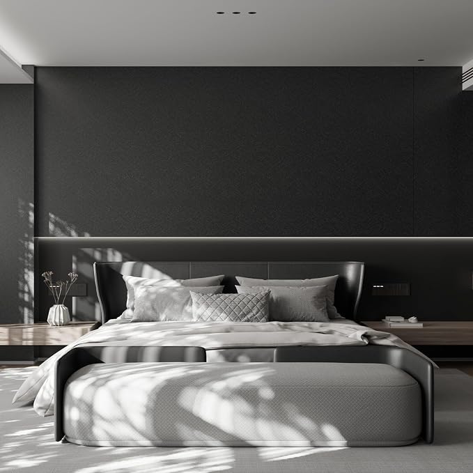 Black Contact Paper Peel and Stick Wallpaper for Cabinets and Drawers | Silk Embossed Black Textured Wallpaper Self Adhesive Removable Shelf Liner Walls Decal Vinyl Roll Paper 11.8" X 78.7" - Image 3