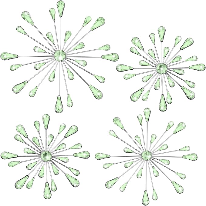 Hicarer 4 Pcs Starburst Wall Decor, Metal Wall Art, Green - Image 2