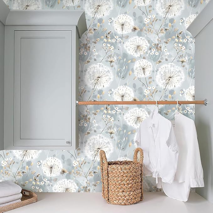 Nukofal Floral Wallpaper Peel and Stick Dandelion Contact Paper for Cabinet | Dandelion Peel and Stick Wallpaper Floral Contact Paper 16.9"x393.7" Self Adhesive Removable Waterproof Drawers Decor Vinyl - Image 9